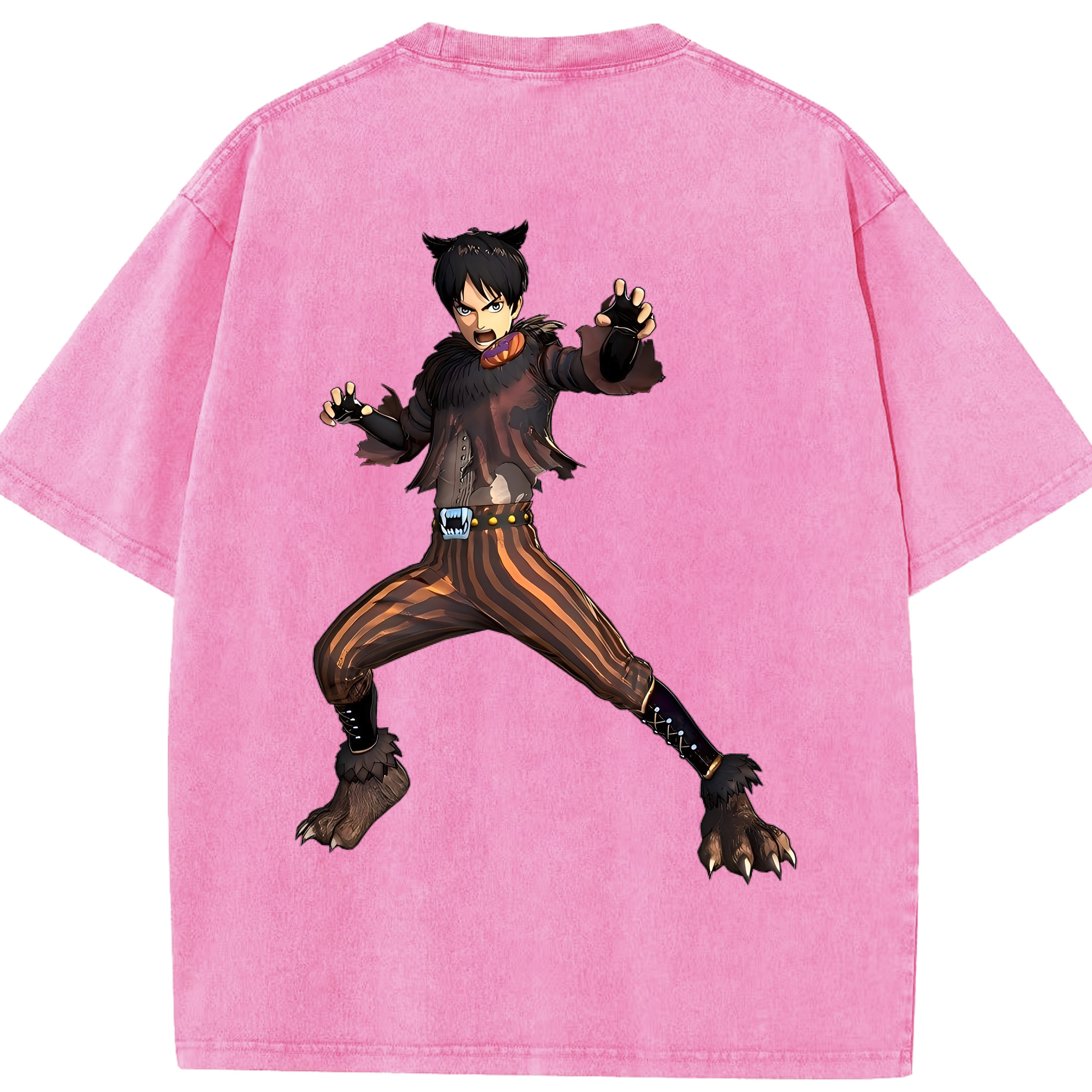 （画像用） 進撃の巨人 エレン･イェーガー Attack on Titan Eren Jäger 綿100% ヴィンテージ風 半袖Tシャツ（背面プリント）